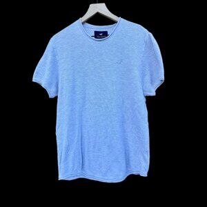 Hollister Curved Hem Soft Knit Sweater Mens XL Light Gray Short Sleeve